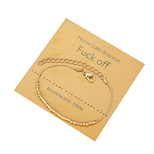 Pingyongchang Inspirational Bracelets Friendship Morse Code Bracelets Inspirational Jewelry Gifts for Women Men Adjustable Gold Beads Anklets for Best Friends