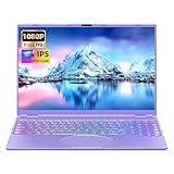 Fsjun 16 Zoll FHD Laptop Lila, 512GB SSD, 16GB DDR4 RAM, Quad-Core N95 Prozessor bis zu 3.4GHz(Beat N5095 N4120), Face Unlock, Farb-Tastatur, HDMI, USB 3.0, Type-C, WLAN, 5000mAh Notebook Computer