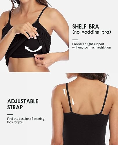 beautyin Cotton Camisole Tops for Women Shelf Bra Adjustable Spaghetti Strap Tank Top Basic Cami Undershirt2