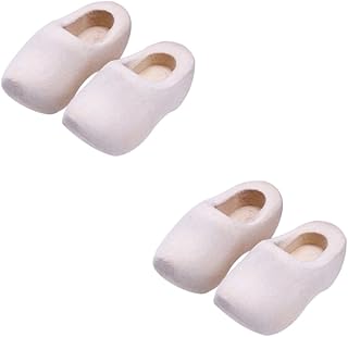 MAJORMENCH 4pcs Miniature Wooden Shoes Keychain Decor Unpainted Klompen for Dollhouse Accessories Charming DIY Craft for Mini House Decoration Holiday Present