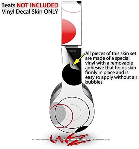 Skin Decal Wrap Works with Original Beats Solo HD Headphones Lots of Dots Red on White Skin Only (Headphones NOT Included)