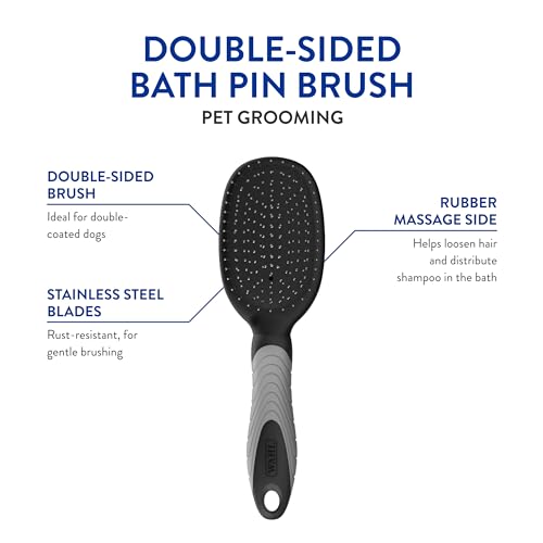 Image of WAHL Professional Animal Double Sided Bath Pin Brush for Dogs (#858477) - Pet Brush to Groom Dogs - For Akitas, Huskies & Australian Shepherds - Durable Dog Pin Brush