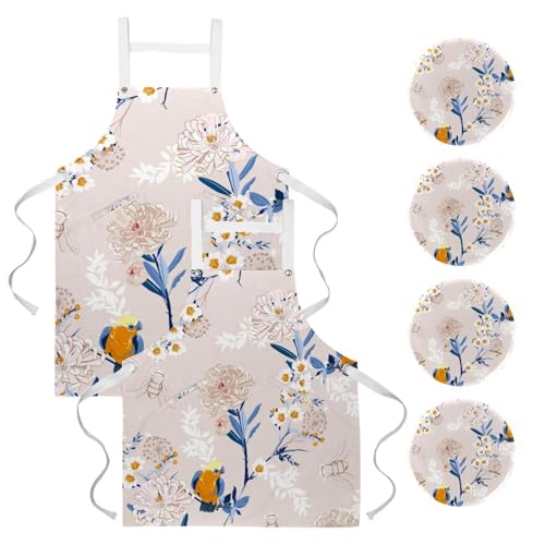 Tablier de serveuse fleuri avec broches pour le service en restaurant et bar