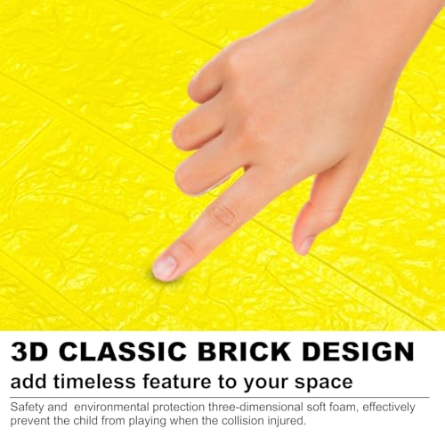 Image of TEKCOOL Self-Adhesive Waterproof PE Foam 3D Wall Panels Wallpaper Sticker for Bathroom, Living Room, and Home Decoration (70 x 77cm, Appx. 5.8Sq Feet)-5 Piece-Yellow'