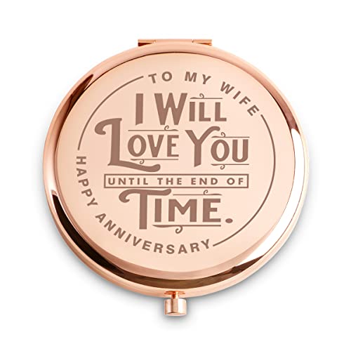 Wife Gifts from Husband, I Love You Personalized Compact Mirror, Basket Stuffers, Romantic Wife Present for Easter Mothers Day Birthday, Anniversary