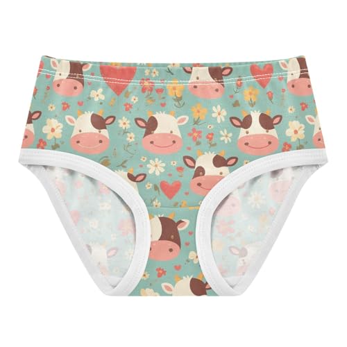 Wusikd Cute Cow Heart Girls' Underwear Cotton Flowers Girls Briefs Soft Toddler Underwear 2T