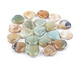 JIC Gem Set of 20 pcs 30mm Amazonite Healing Crystal Fluorite Heart Love Carved Palm Worry Stone Ene