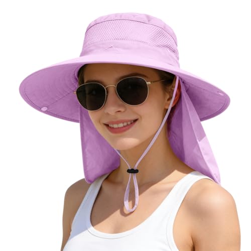 Image of ZOORON Sun Hats for Men Women Fishing Hat with Neck Flap,UPF 50+ Sun Hat Waterproof Wide Brim Bucket Hats for Safari Hiking