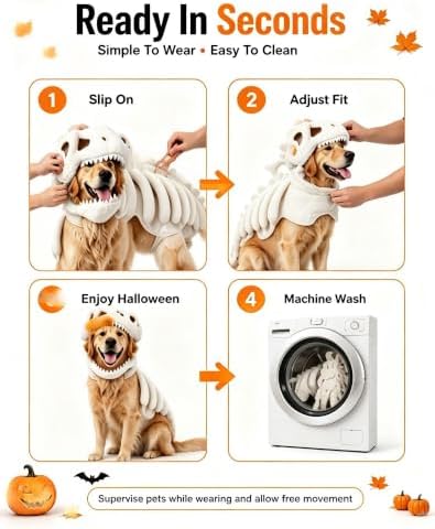 Dino Dog Costume Dinosaur Skeleton Pet Outfit，40in — view 4
