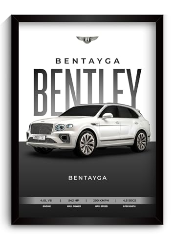 Image of Bentley Bentayga Poster | Framed Bentley A4 Sized (31 x 23 cm) | Bentayga Car Poster for Wall, Gift for Boys, Luxury Frames | Dream Car Posters for Wall, Bedroom, Hostel, Study Area, Hostel (F 082)