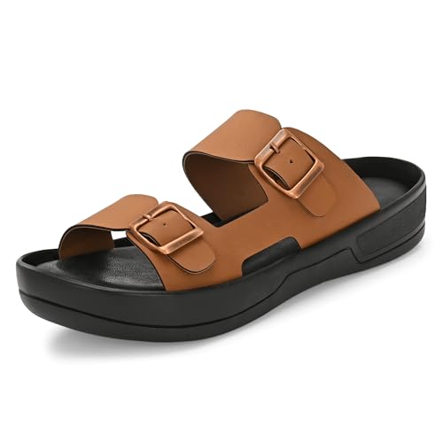 Image of KASTAVA KS 117 Comfortable Premium Synthetic Casual Sandals | Adjustable Buckle Closure | Lightweight Everyday Wear Sandals for Men