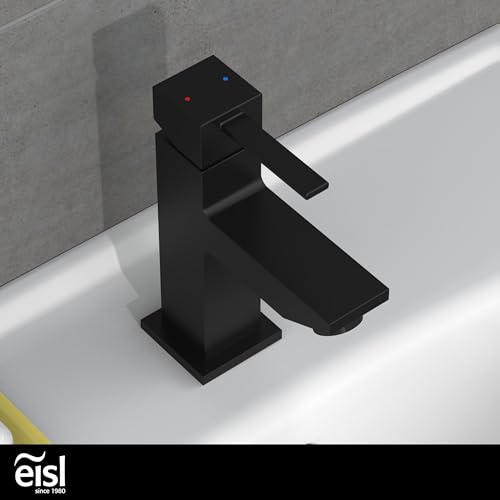 EISL NI075THI-B CALVINO Wasserhahn Bad schwarz-matt eckig, Waschtischarmatur mit kantigem Design, moderner Einhebelmischer Badezimmer, Mischbatterie fürs Waschbecken, Black