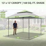 EAGLE PEAK Namiot zadaszeniowy pop-up 3.96×3.96 m, proste nóżki, szybki montaż, składany pawilon ogrodowy na zewnątrz (szary)