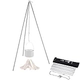 Camping Stativ Set, aus Aluminium, hartes und stabiles zusammenklappbares Lagerfeuer-Grillrost, Ständer, Camping-Feuerstelle, Werkzeug Für Trocknen von Kleidung, Grillen, Außen Picknick, Camping Etc.