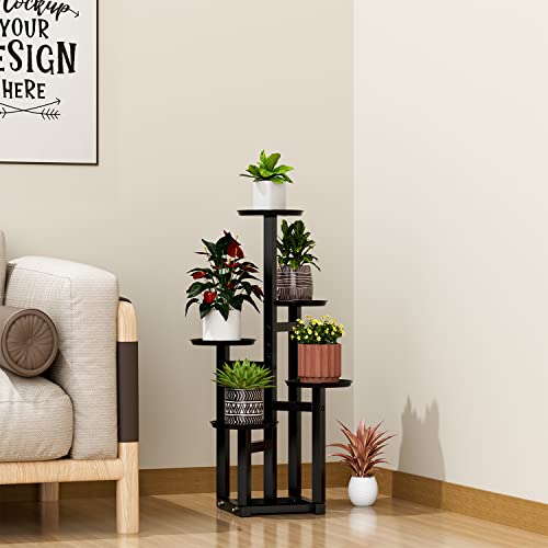 Potey 5 Tiered Metal Plant Stand Indoor, Tall Plant Shelf Corner Plant Stands For Indoor Plants Multiple, Black Plant Shelf Rack For Outdoor Home Patio Lawn Garden #TOP4