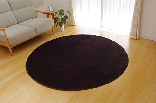 イケヒコ ラグ カーペット 円型 無地 ピオニー 直径185㎝ ブラウン 洗える 抗菌 防臭 無地 #9810845