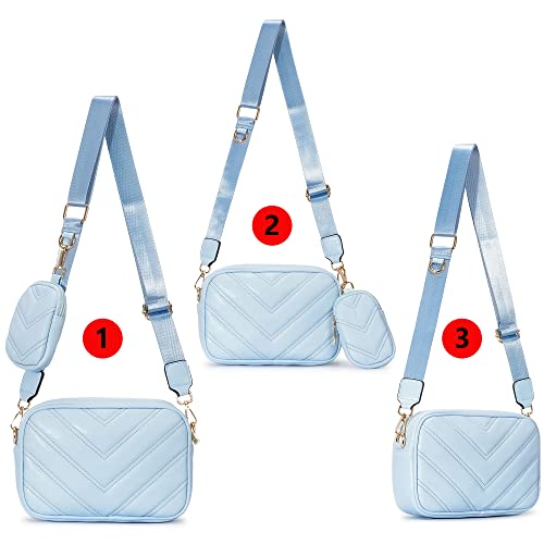 Image of Herald Quilted Small Crossbody Bag with Coin Pouch for Women | Lightweight, Vegan Leather, Trendy Style, Detachable Mini Pouch, 2 Size Cross Body Handbags with Wide Strap for Daily Travel