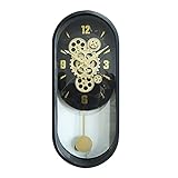 Vendido y Enviado por CAPRILO Reloj Decorativo de Pared Retro de Metal y Cristal Industrial con Péndulo. Adornos. Decoración Hogar. Muebles Auxiliares. Menaje. Regalos Originales. 25 x 8 x 60 cm