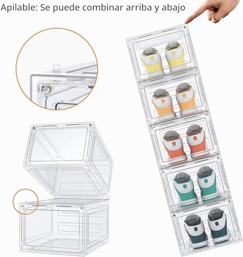 Miniatura 6 de Cajas De Zapatos,12 Pcs Organizador Zapatos Cajas De Almacenamiento De Zapatos De Plástico Transparente Apilables,Contenedores Organizadores De Zapatos Con Tapas Para Mujeres Hombres