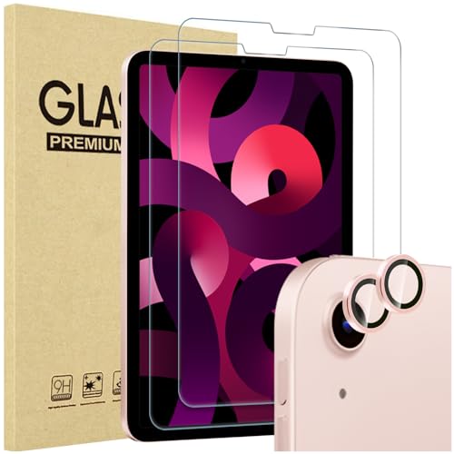 ProCase 2 Pack Screen Protector for iPad Air 5th /4th Generation 10.9"+ 2 Pack Camera Lens Protector, 9H Hardness HD Clear Tempered Glass for iPad Air Gen 4/5 -Pink by ProCase - Used condition - US$8.01