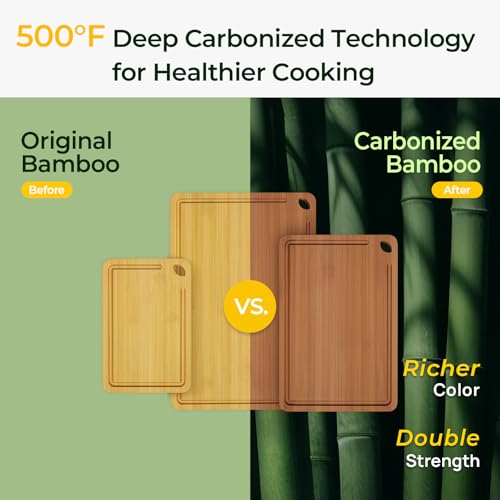 Keechee Bamboo Cutting Board, Durable Wood Cutting Boards for Kitchen with Deep Juice Grooves & Built-in Handles, Ideal Charcuterie & Chopping for Meat, Vegetables and Fruits Ideal Kitchen Gifts