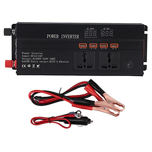 Convertidor de energ¨ªa 4000W DC 12V a AC 220V, Inversor de energ¨ªa de Onda sinusoidal Pantalla LCD Coche Inversor de energ¨ªa de Onda sinusoidal Pura Convertidor