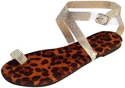 DFEK Sandalias para Mujer Flat Women Sandals Shinny Lace Up Shoe Strappy Open Toe Slippers Crystal Summer Beach Shoes nurse shoes gifts for men unique