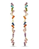 SNGIA 18K Gold Plated Dainty Long Colorful Gemstone Linear Drop Earrings by SNGIA, Multi Color Rhinestone Stud Statement Earrings, Trendy Chic Boho CZ Jewelry Gift for Women.