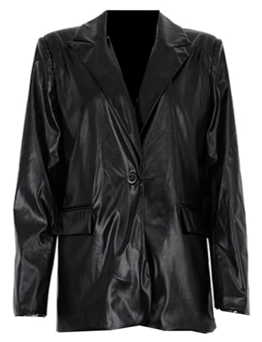Manteau en cuir femme coupe smoking pour affronter la journée