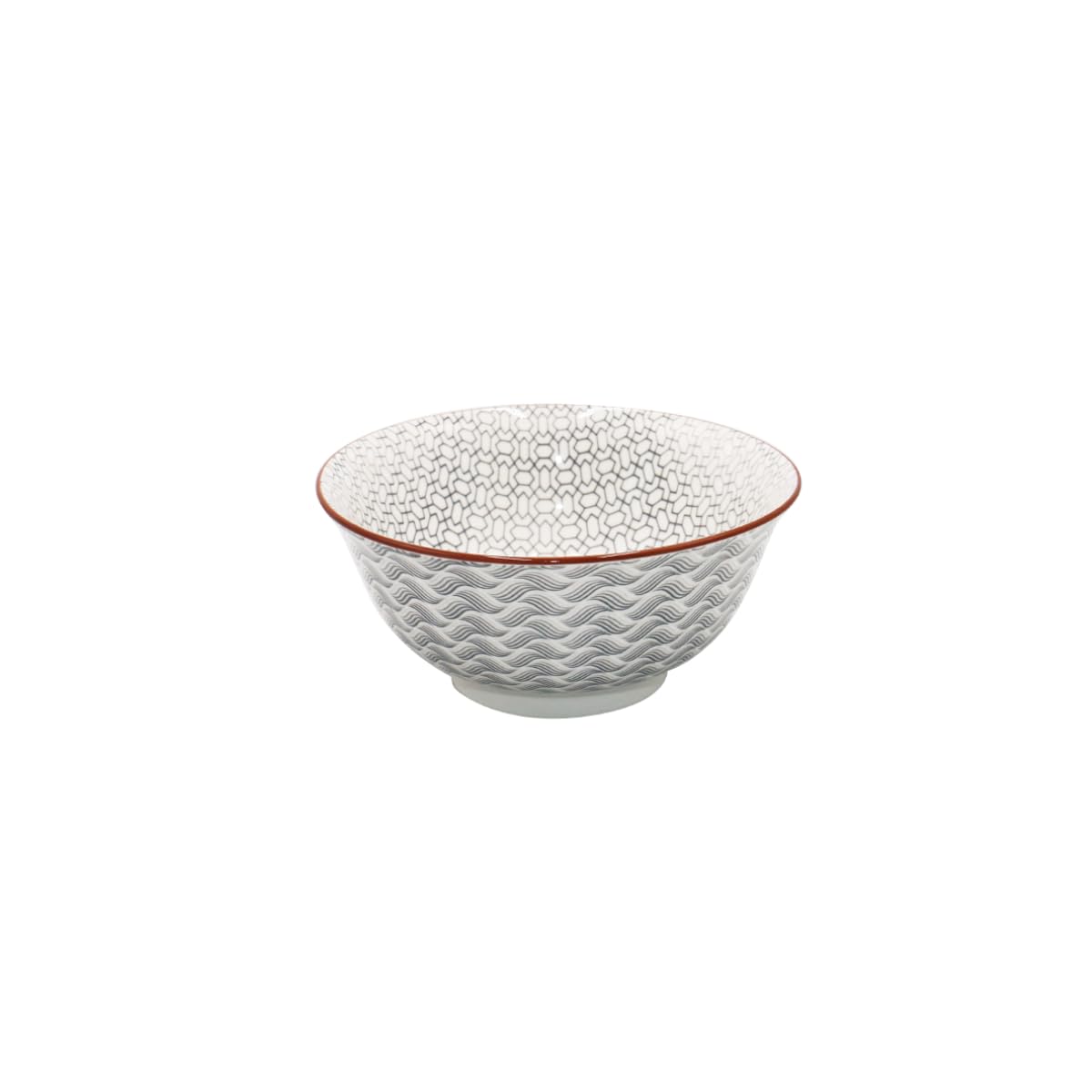 Ard'time - Set mit 6 großen Schalen, Müslischalen, Suppenschalen aus 100 % Porzellan mit Aufdruck, elegantes Geschirr, Fassungsvermögen 950 ml, geeignet für Spülmaschine und Mikrowelle, Kollektion