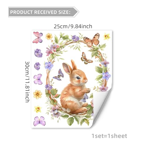 Vinilo decorativo Achang Conejo primaveral con corona floral miniatura 2