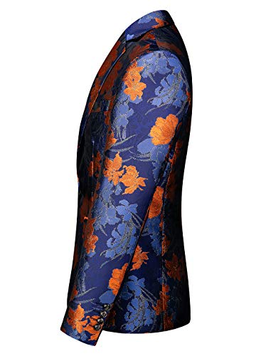 UNINUKOO Blazer for Men Paisley Dress Suit Jacket Funky Casual Floral Blazer Jacket Dinner Sport Coat US Size 42 Yellow2