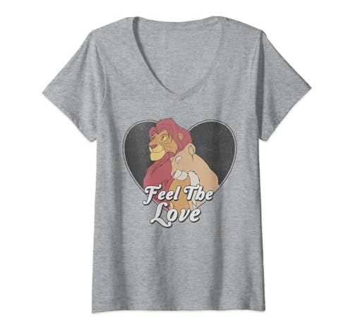T-Shirt Col V Le Roi Lion Disney Femme Manches Courtes Saint-Valentin