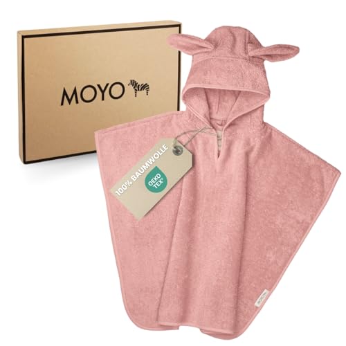 MOYO Baby Badeponcho Mit Hasenohren in Rosé I Kinder Badetuch Für 0-3...