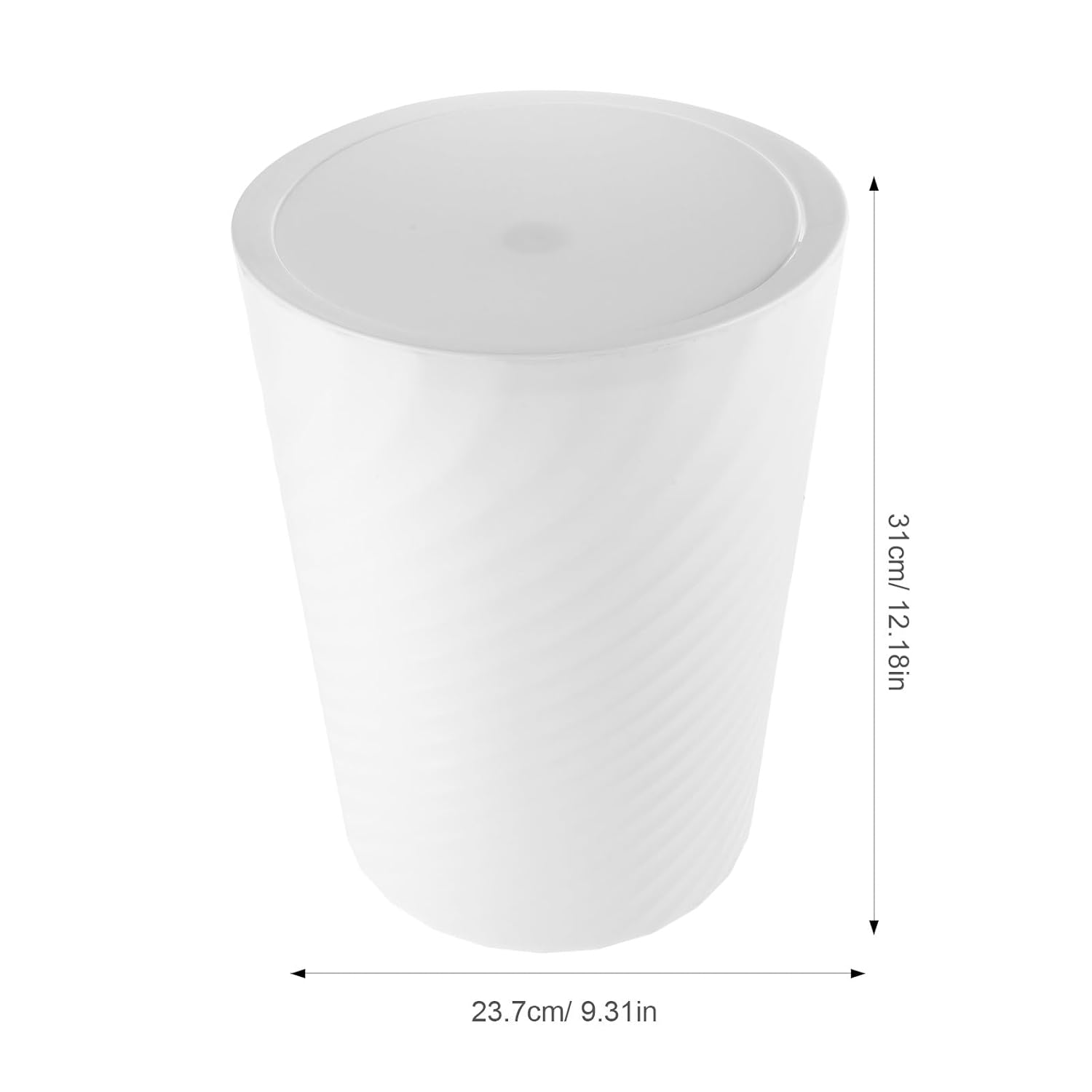 10l Covered Trash Can with Lid, Medium White Wastebasket for Bathroom Office Bedroom, Plastic Garbage Bin for Home Storage and Organization