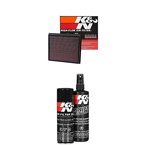 K&N 33-5017 High Performance Replacement Air Filter with Filter Care Service Kit for 2014-2017 Toyota Tacoma/Tundra/Sequoia V6/V8