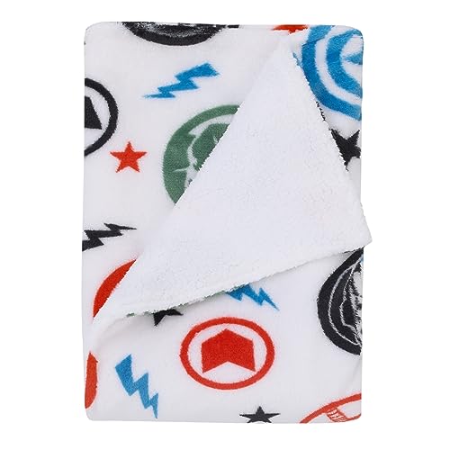 Image of NoJo Marvel The Avengers Red, White, and Blue Super Soft Sherpa Baby Blanket