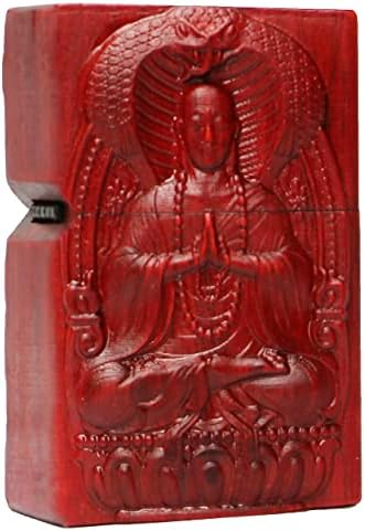 Natural Huanghuali Rosewood Carving Lighter Outer Casing for Zippo Module (Mahakala Wrathful Deity)