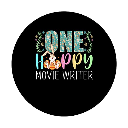 One Happy Easter Bunny Movie Writer Cute Puns PopSockets Swappable PopGrip, Black - Image 3
