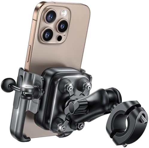 Lamicall Motorcycle Phone Mount Holder - [All Metal] [Anti Shake] [Extendable Arm] Bike Phone Holder Handlebar Clamp, Bicycle Cell Phone Mount, for iPhone 17 16 15 14 Pro Max, Galaxy, 4.7-7.2" Phones