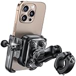 Lamicall Motorcycle Phone Mount Holder - [Aluminum Alloy] [Anti Shake] [Extendable Arm] Bike Phone Holder Handlebar Clamp, Bicycle Cell Phone Mount for iPhone 17 Pro Max 16 15, S24 S25 Ultra 4.7-7.2”