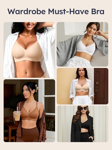 Image of Seamless Wireless Jelly Bras for Women - Lightly Padded Bra with Support, No Underwire Comfortable T-Shirt Bralette