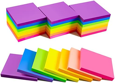 (8 Pack) Sticky Notes,8 Colors Self Sticky Notes Pad,Bright Post Stickies Colorful Super Sticky Notes for Office,Home,School, Meeting,76mm x 76mm