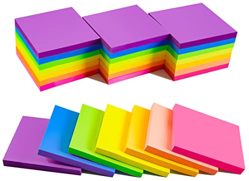 (28 Pads) Sticky Notes 3 x 3 in, Bright Colorful Super Sticking Power Memo Post Stickies, High Stickiness Square Sticky Notes for Office, Home, School, Meeting, 72 Sheets/pad