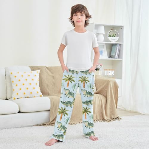 Pajama Pants Palm Tree Crocodile Pattern Long Sleep Pants Lounge Bottoms4