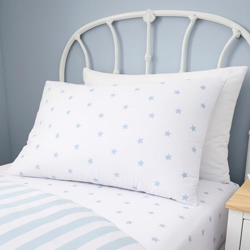 Parure de lit réversible bleu à rayures pour chambre d'enfant