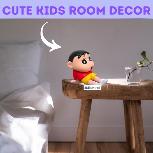 Image of Blue Aura Shinchan Action Figure Height-12cm Shinchan Figurine Mobile Holder Home Decor | Shin-chan Stand