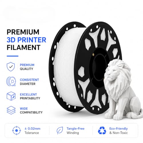 Image of FILAMONT PLA+ 3D Printer Filament 1.75mm, High Strength & Low Warp Printing Material, Dimensional Accuracy ±0.02mm, Vacuum Sealed with Desiccant, 1kg Spool (White)