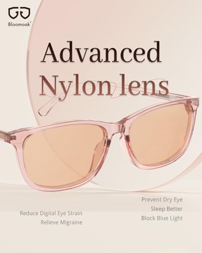 Image of Bloomoak Rose Migraine Glasses,FL-Flex Light Sensitivity Relief Tinted Glasses for Indoor Fluorescent Glare /Women