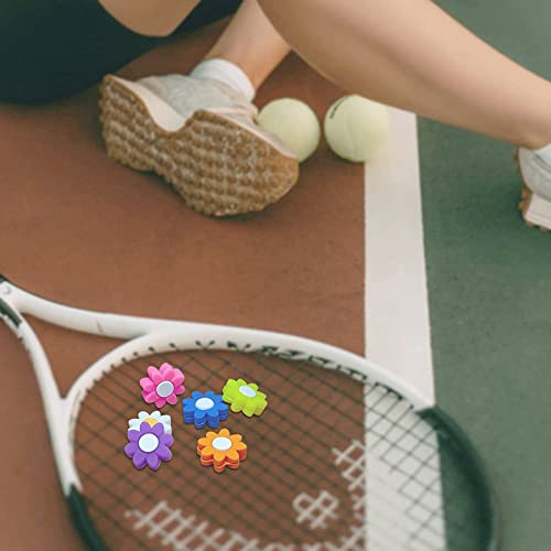FKYzixeh Tennis Racket Dampeners, Tennis Racket Shock Absorber, Cute Pattern Tennis Accessories (6 Pcs Colorful Flowers) - Thumbnail 3